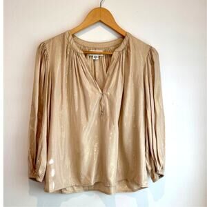 Velvet by Graham & Spencer Metallic Gold Blouse – Size XS – Shimmer Peasant Top